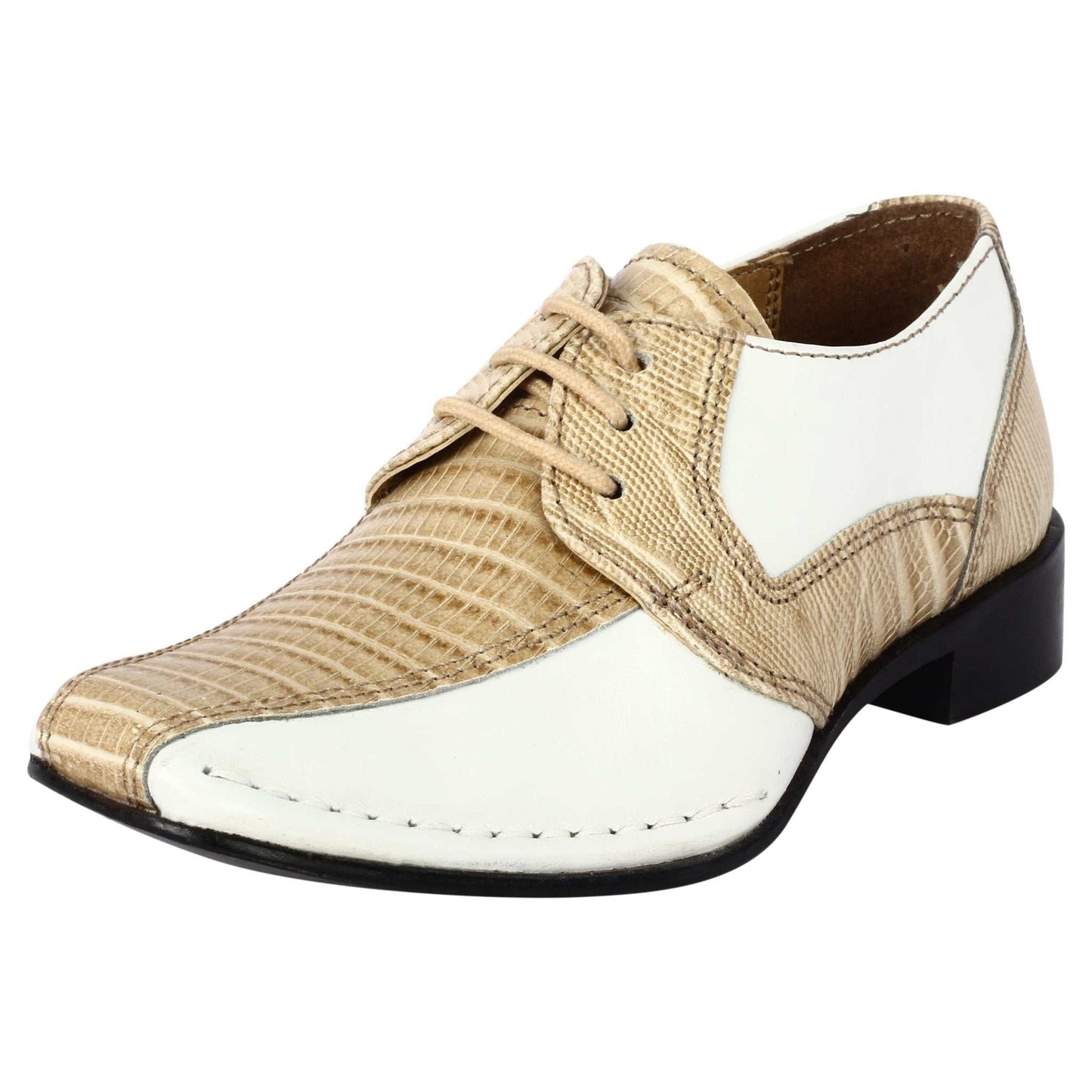 Senior Leather Oxford Style Kids Dress Shoes with genuine leather, lizard print design, perfect for formal and informal occasions.