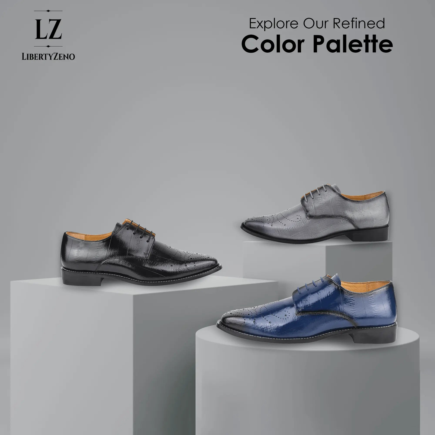 LIBERTYZENO Leather Oxfords Men's Formal Dress Shoes Classic, Comfortable by LIBERTYZENO