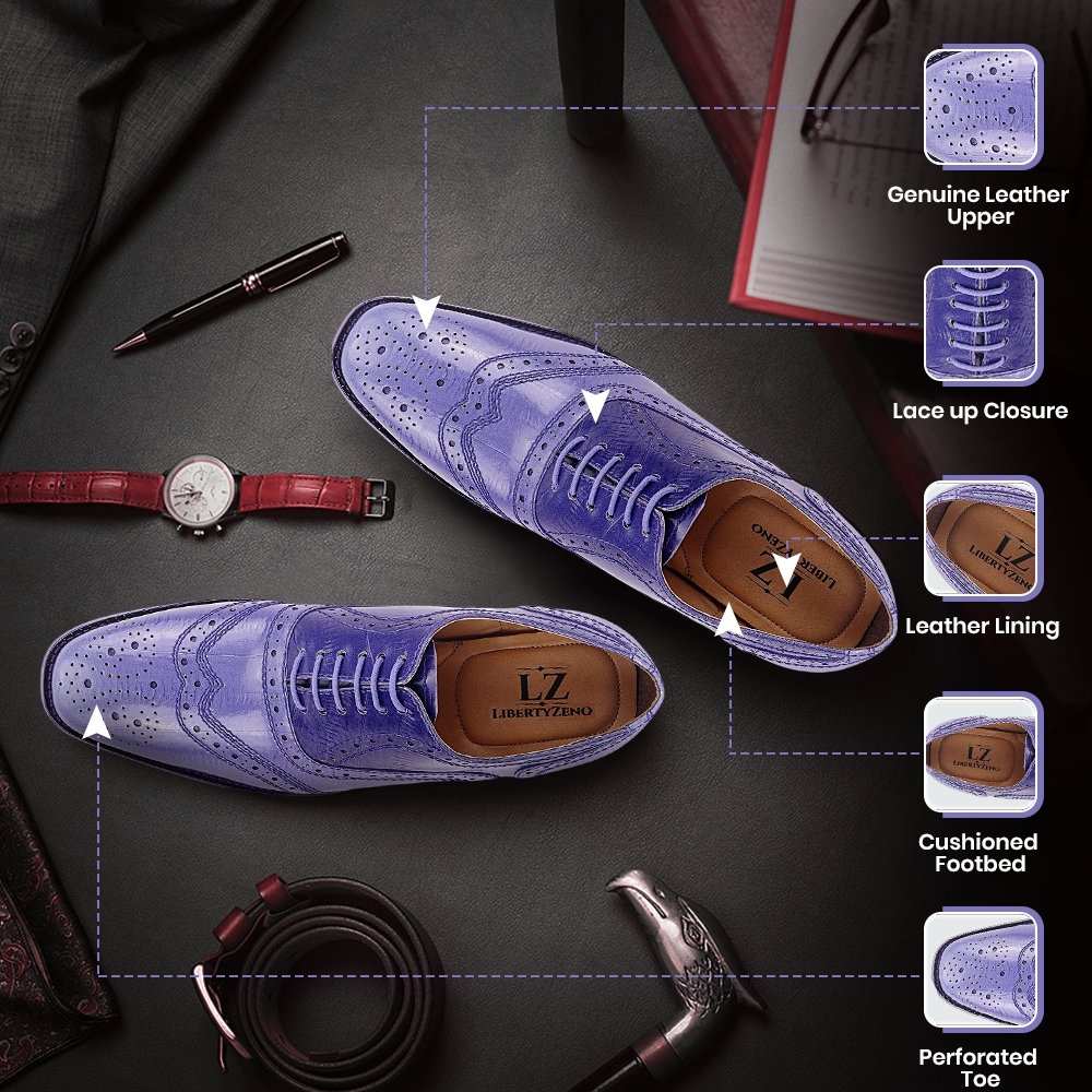 Tremont Genuine Leather Oxford Style Brogue Dress Shoes - MENLL