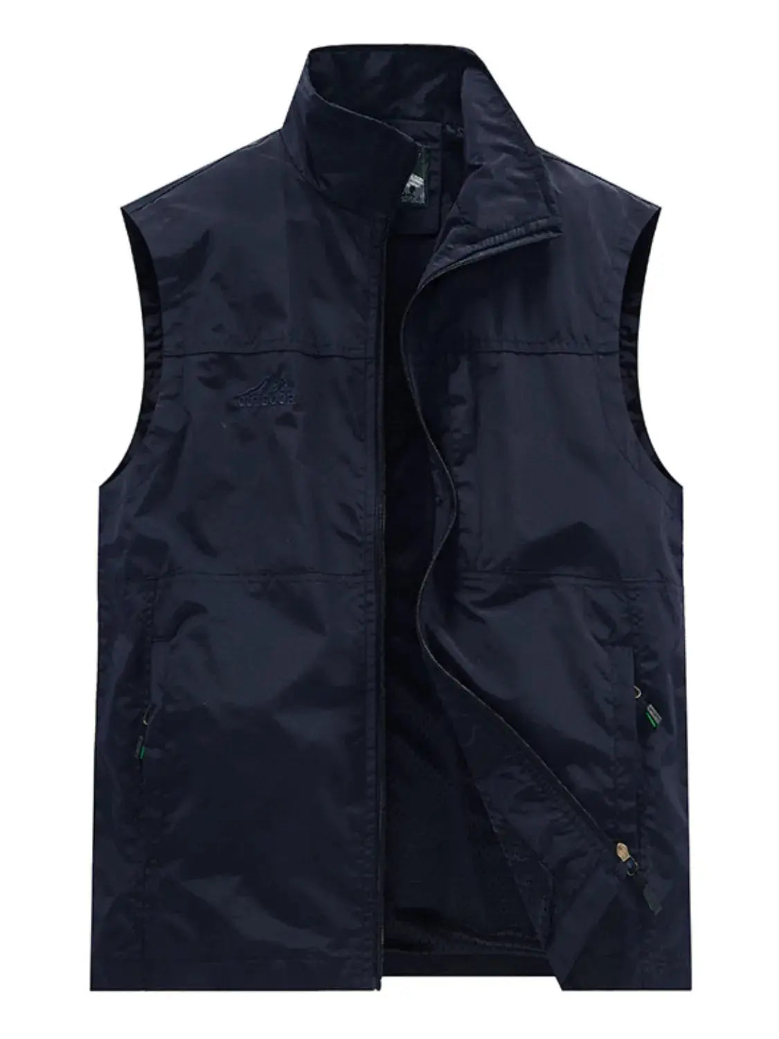MENLL Olive Zip Up Vest Men's Plus Size Layering Sleeveless Jacket by MENLL