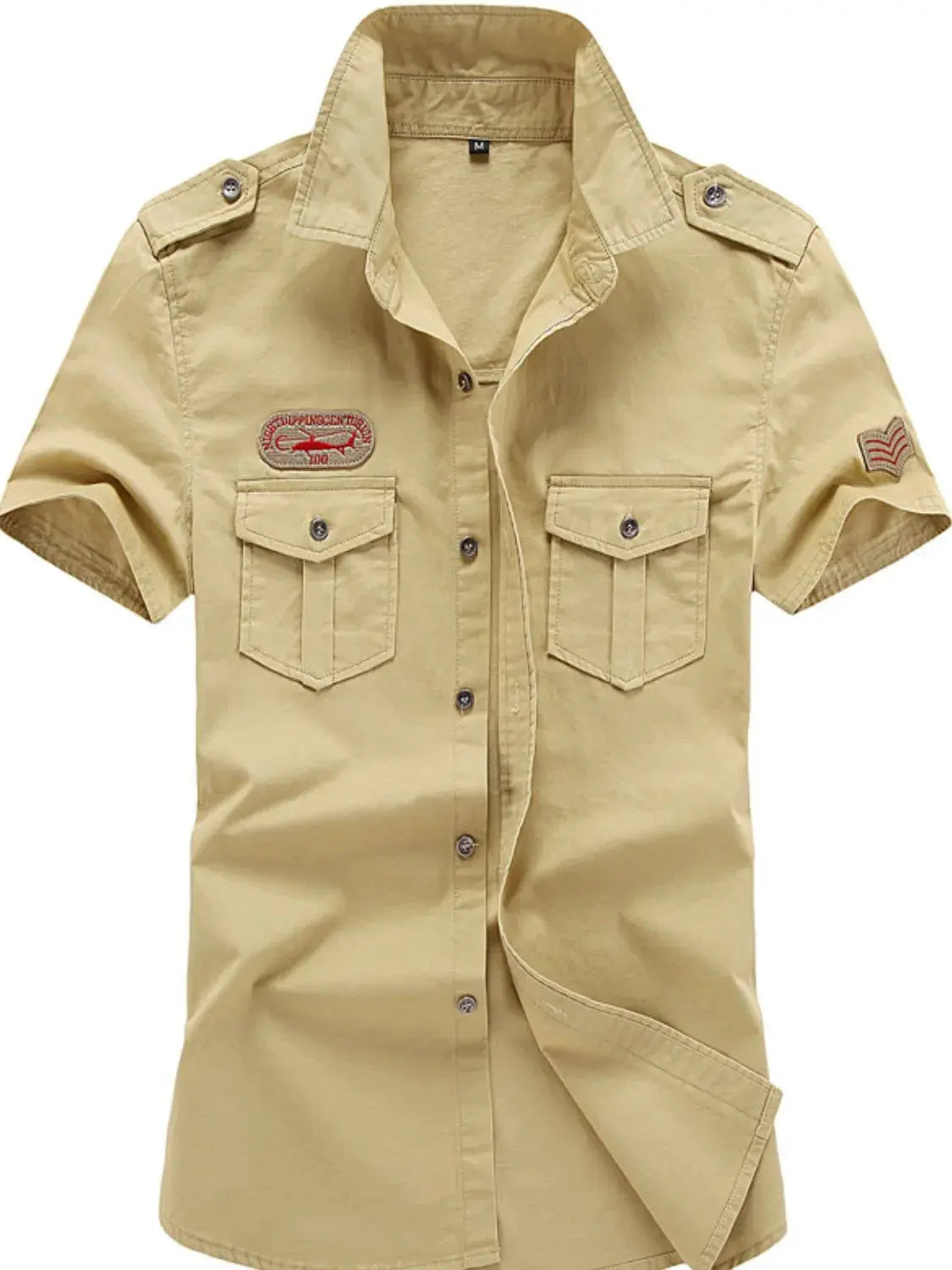 MENLL Olive Shirt Men's Plus Size Casual Collared Short Sleeve Top by MENLL