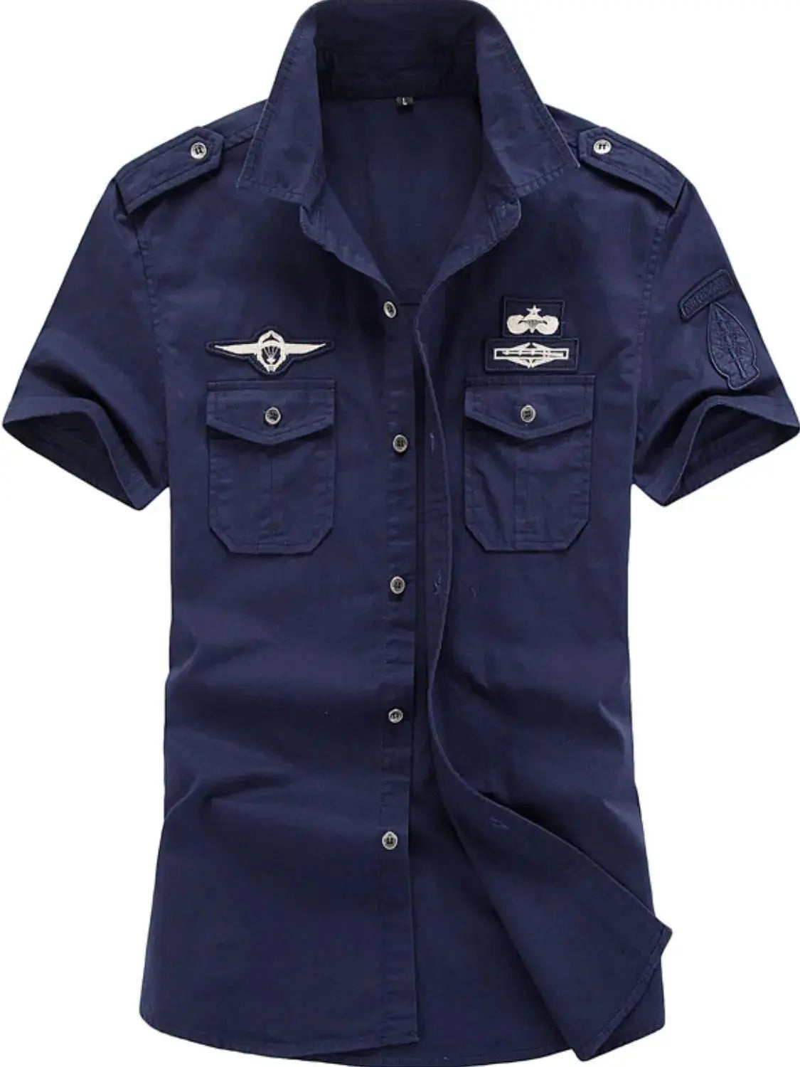 MENLL Plus Size Embroidered Casual Men's Shirt - Comfort Fit Short Sleeve by MENLL