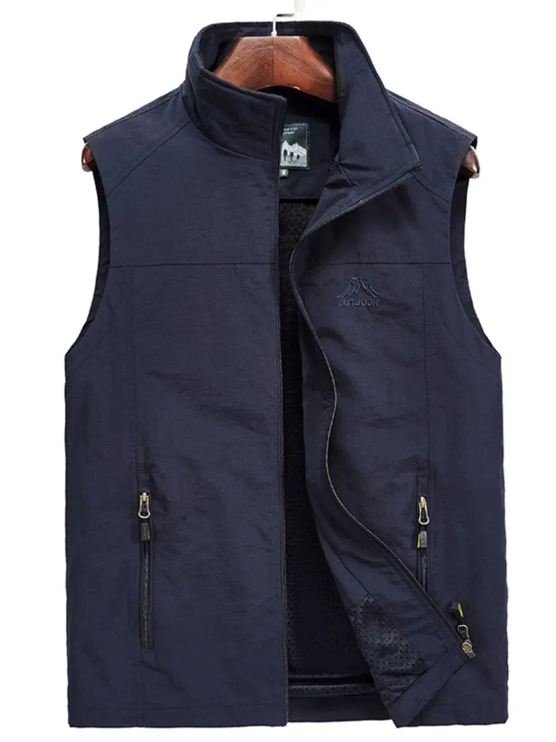 MENLL Plus Size Vest Men's Olive Green Outdoor Casual Zip Up Sleeveless by MENLL