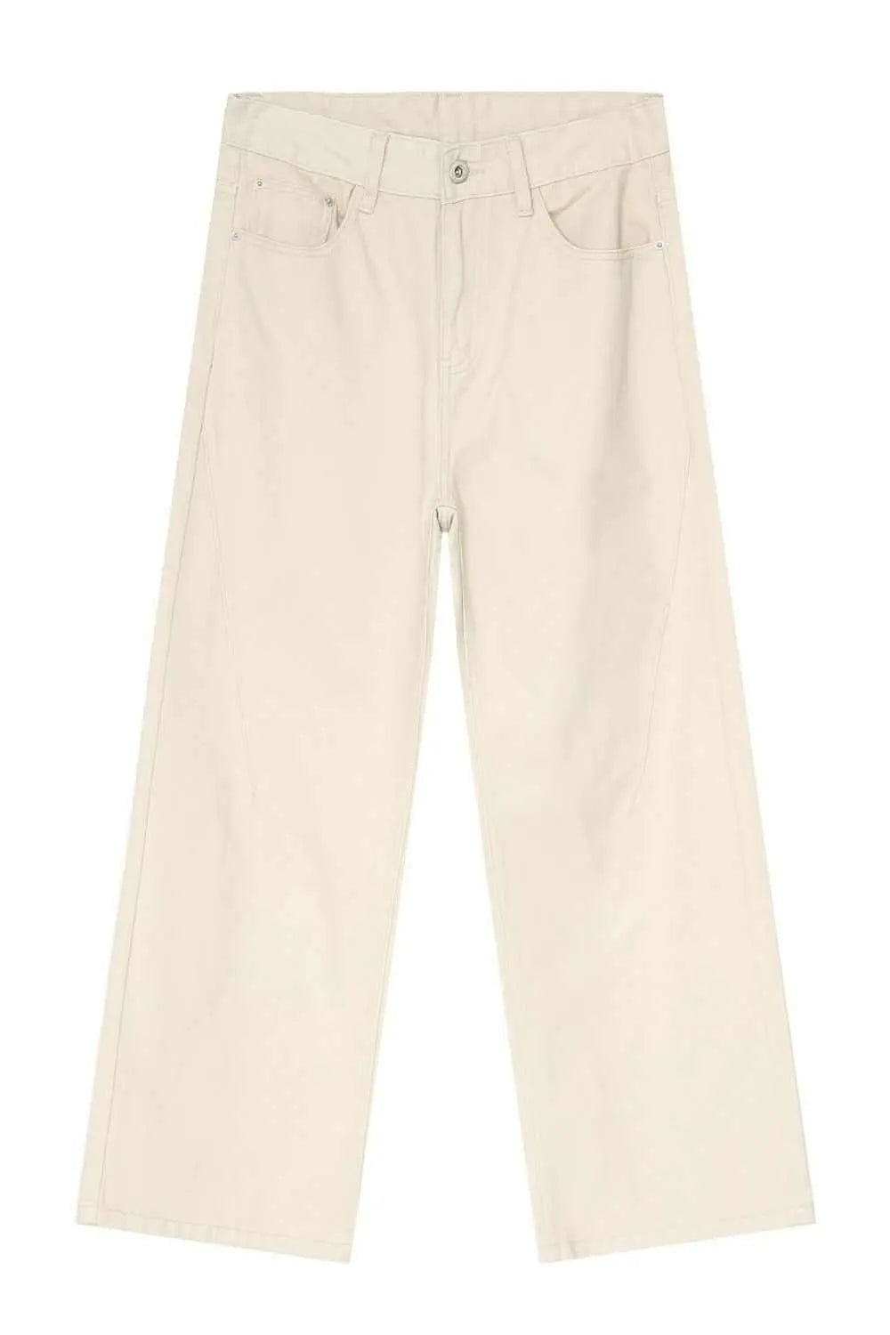 MENLL Baggy Beige Jeans Men's Casual Cotton Denim with Pockets by MENLL