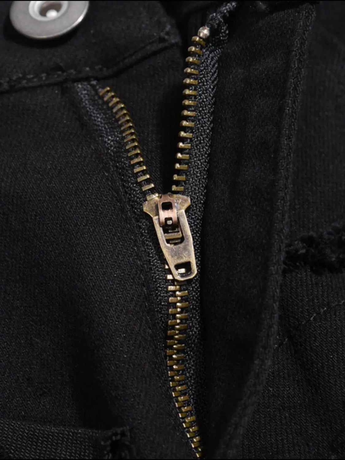 MENLL Washed Distressed Jeans Men's Casual Panelled Denim Pants - Black by MENLL