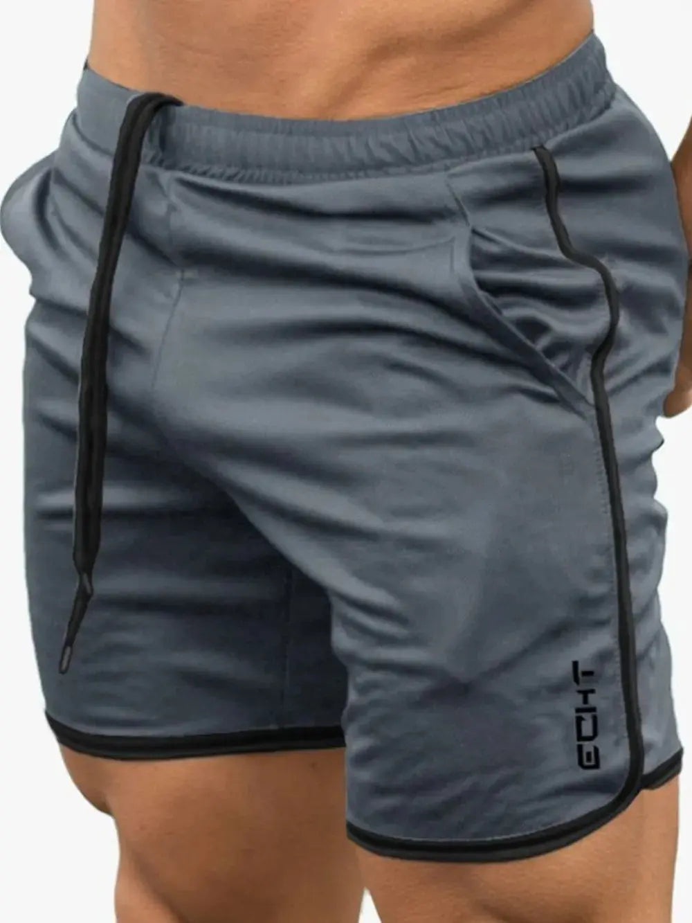 MENLL Slate Grey Shorts Men's Casual Drawstring Shorts with Pockets by MENLL