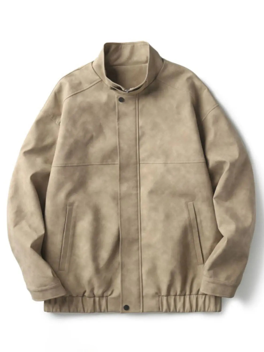 MENLL Plus Size Biker Jacket Men's Casual Faux Leather Outerwear Zip Up Stand Collar by MENLL