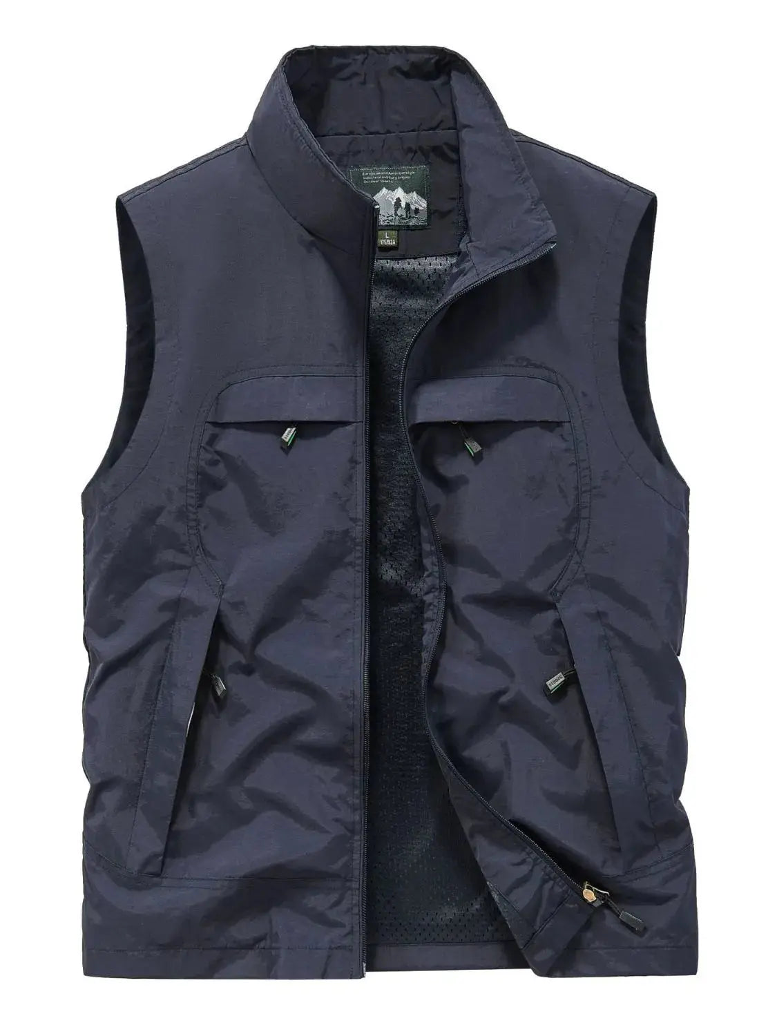 MENLL Plus Size Vest Men's Layering Sleeveless Jacket Zip Up Navy by MENLL