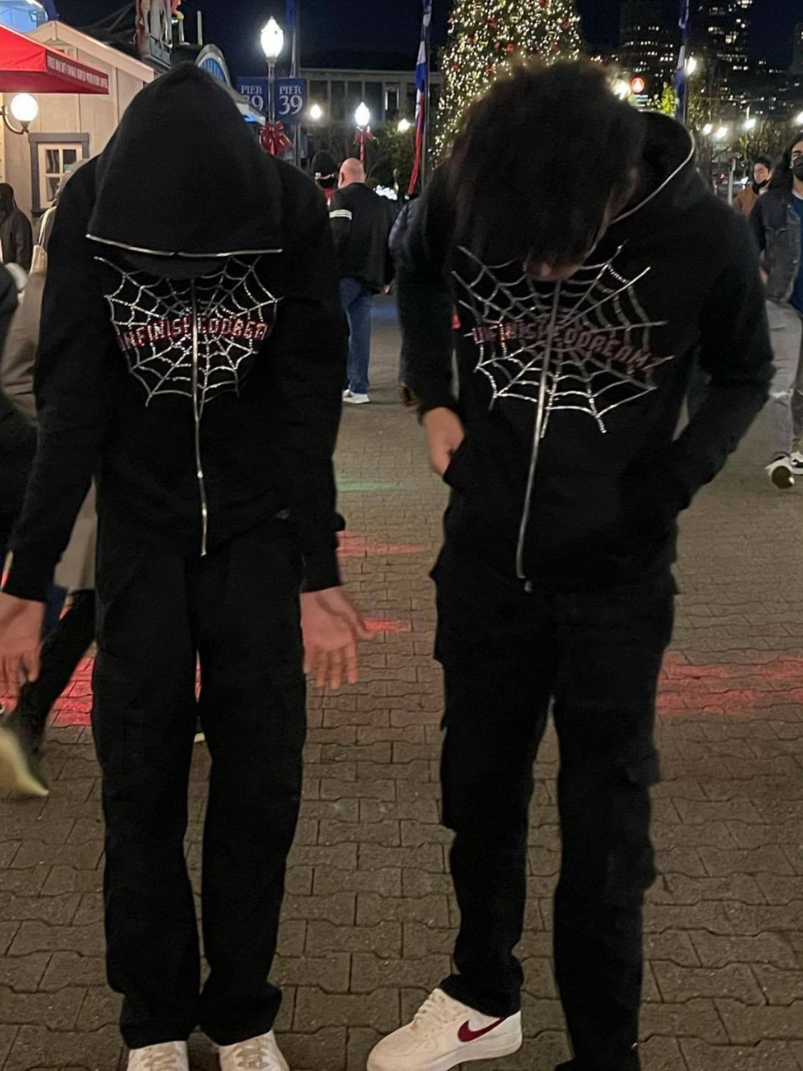 Men's Spider Web Rhinestones Zip-Up Hoodie with spider design, slightly stretchy fabric, polyester-cotton blend.