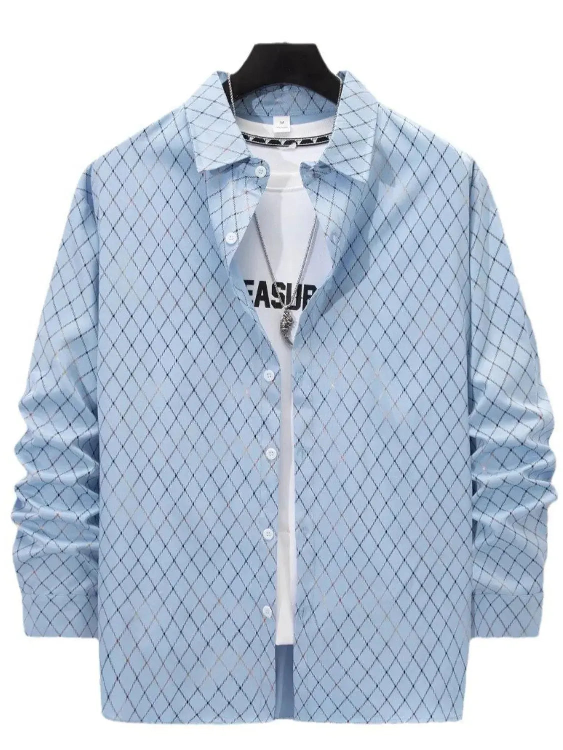 MENLL Plus Size Shirt Men's Casual Polyester Button Up Long Sleeve - Wrinkle Resistant by MENLL