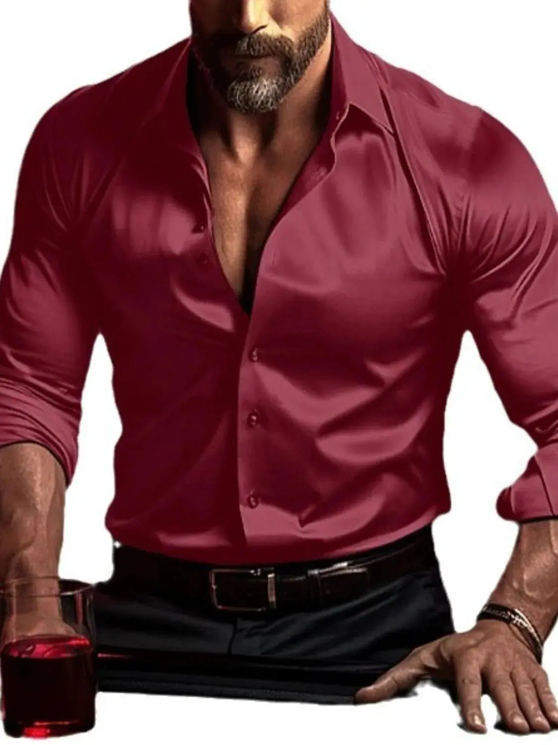 MENLL Collared Long Sleeve Shirt Men's Plus Size Casual Top - Comfortable Fit by MENLL