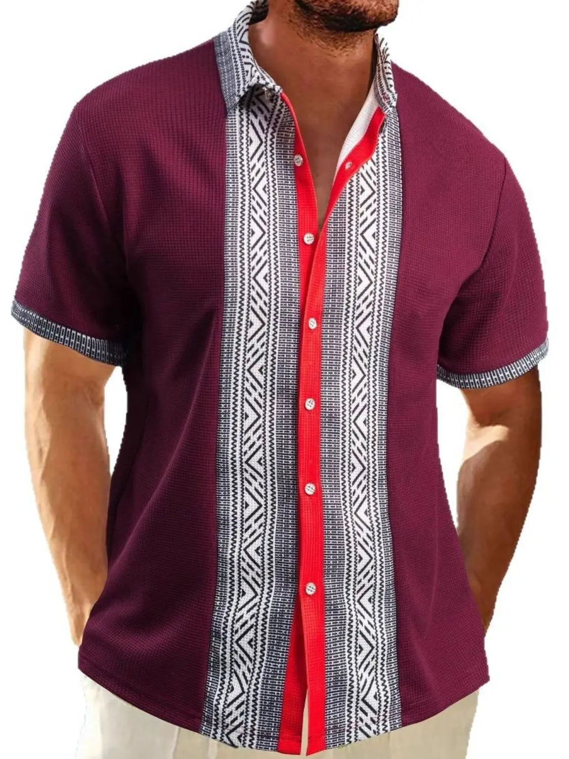 MENLL Plus Size Button Down Shirt Men's Casual Short Sleeve Top by MENLL
