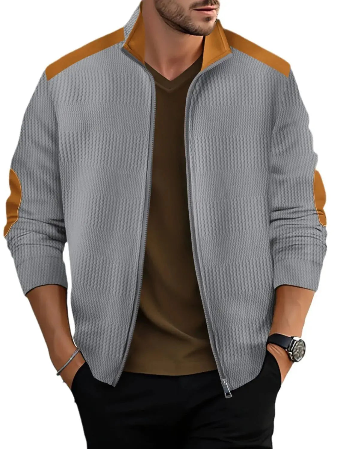 MENLL Plus Size Zip Up Top Men's Casual Long Sleeve Comfortable Shirt by MENLL