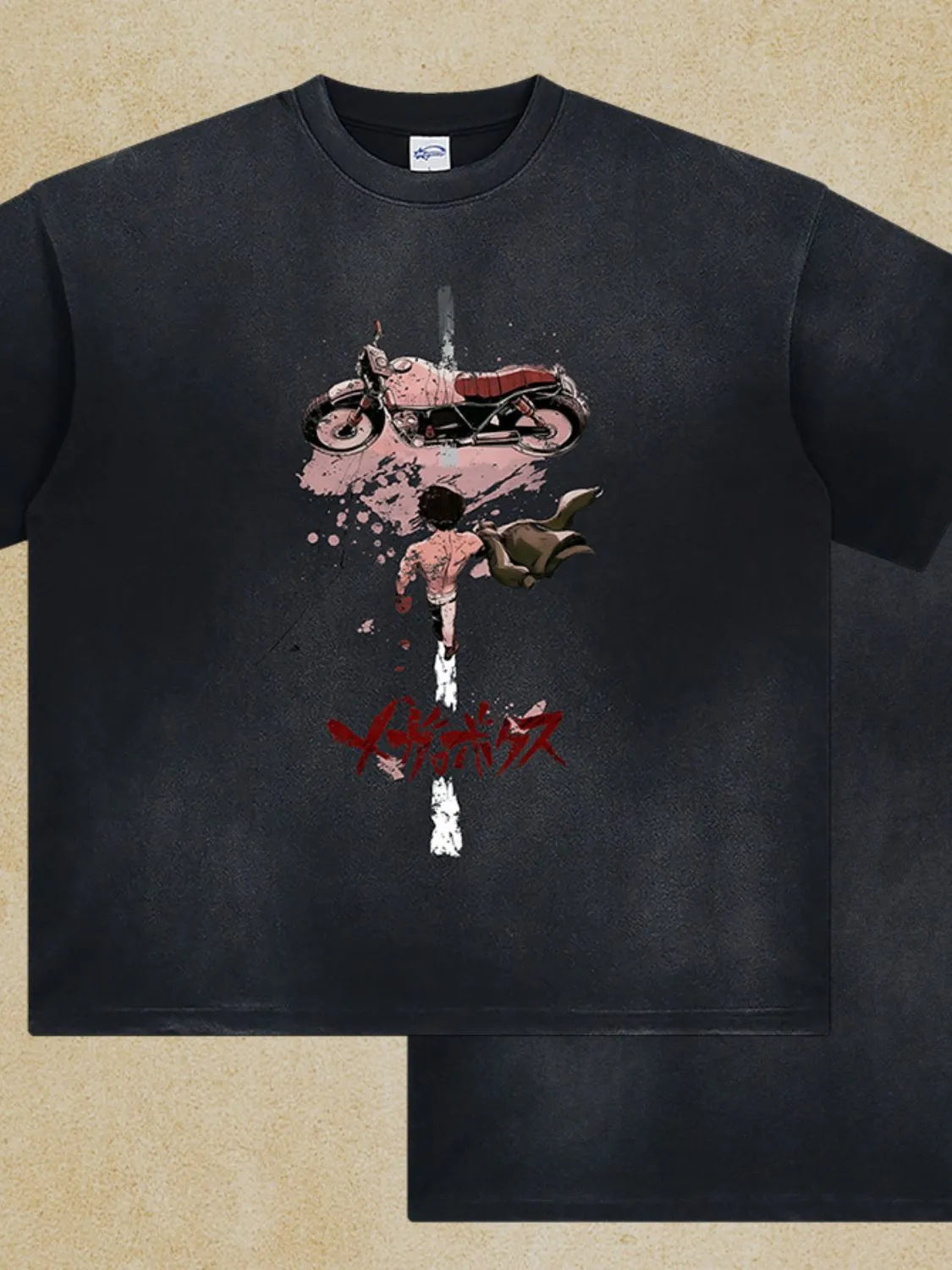 Men's graphic round neck half sleeve t-shirt with motorcycle design, 100% cotton.