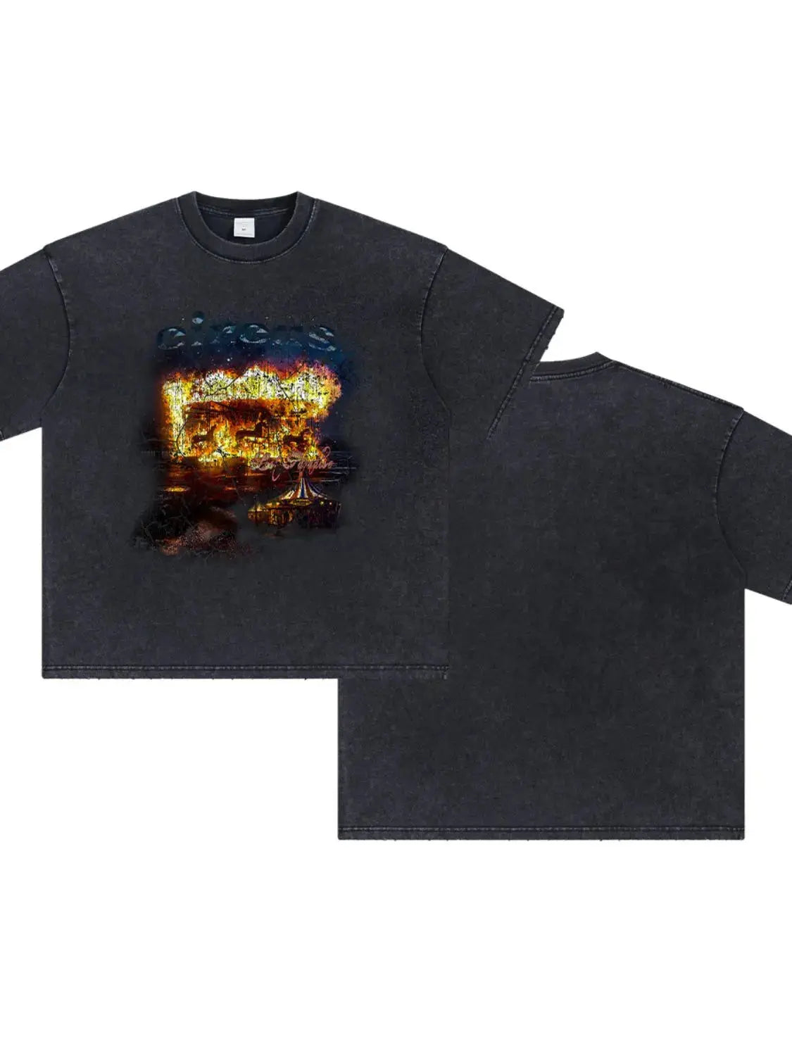 MENLL Graphic Black Tee Men's Casual Round Neck T-Shirt Trendsi Style by MENLL