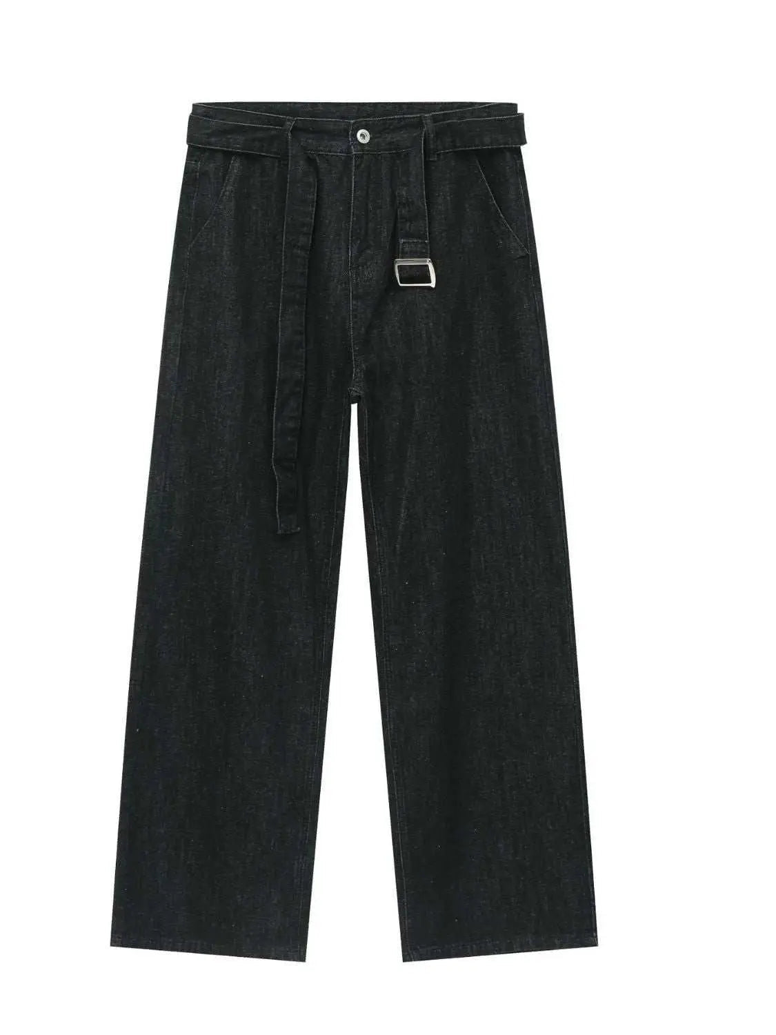 MENLL Loose Fit Jeans Men's Black Denim Casual Pants With Pockets by MENLL