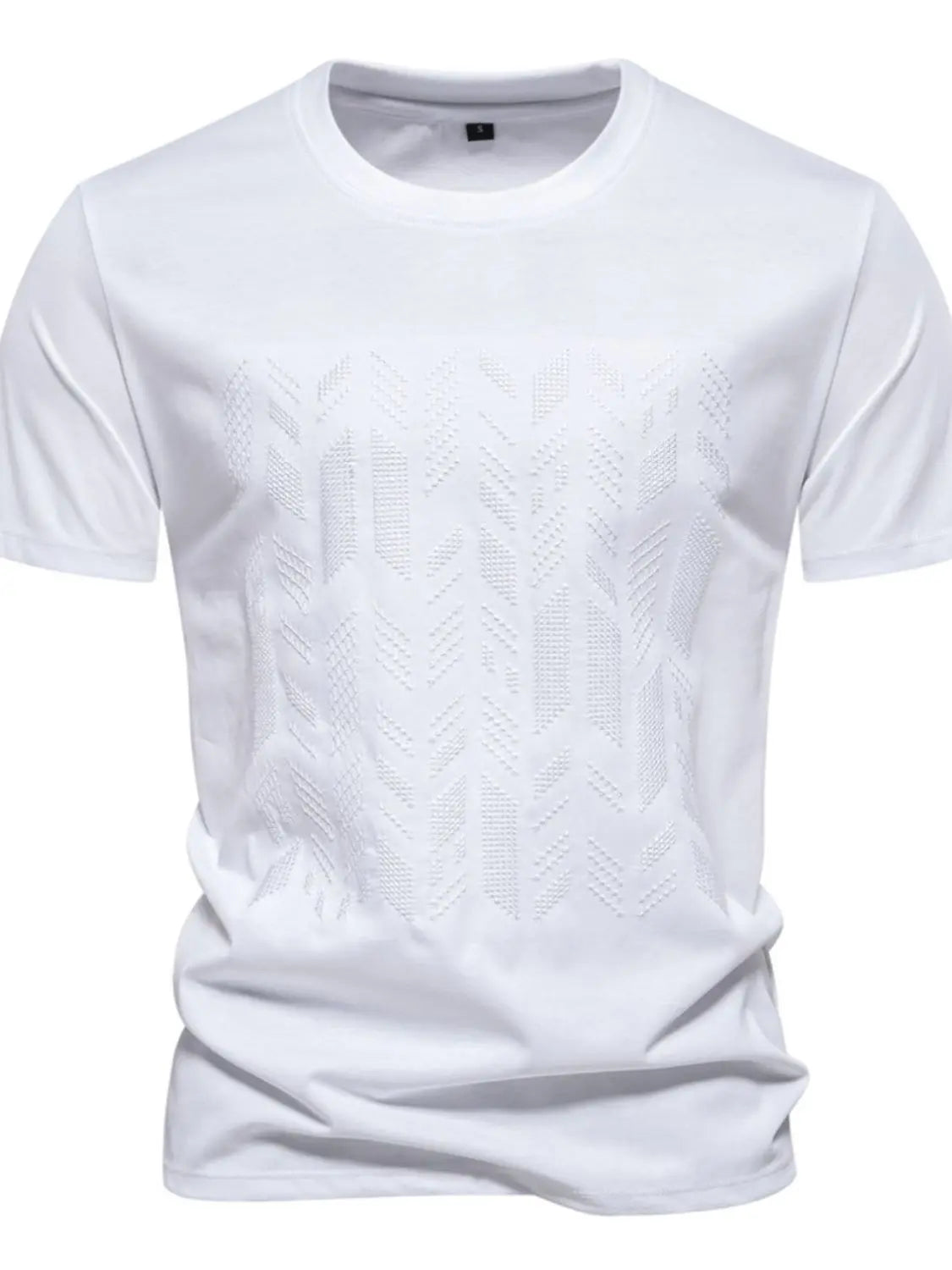 MENLL Geometric Embroidered Men's Tee Casual Cotton Blend Stylish Top by MENLL