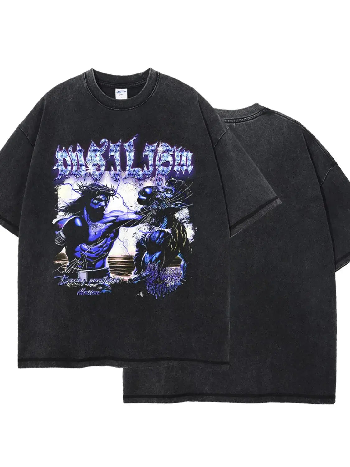 MENLL Graphic Tee Men's Black Cotton Blend Casual T-Shirt Short Sleeve by MENLL