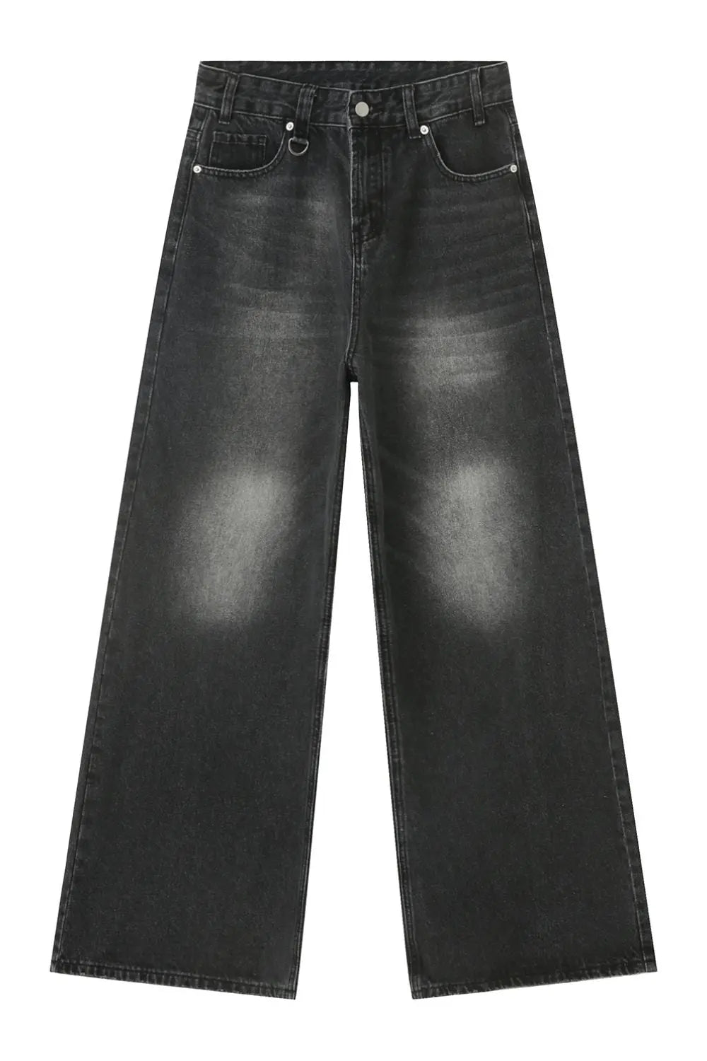 MENLL Blue Denim Jeans Men's Casual Wide Leg Pants with Pockets by MENLL