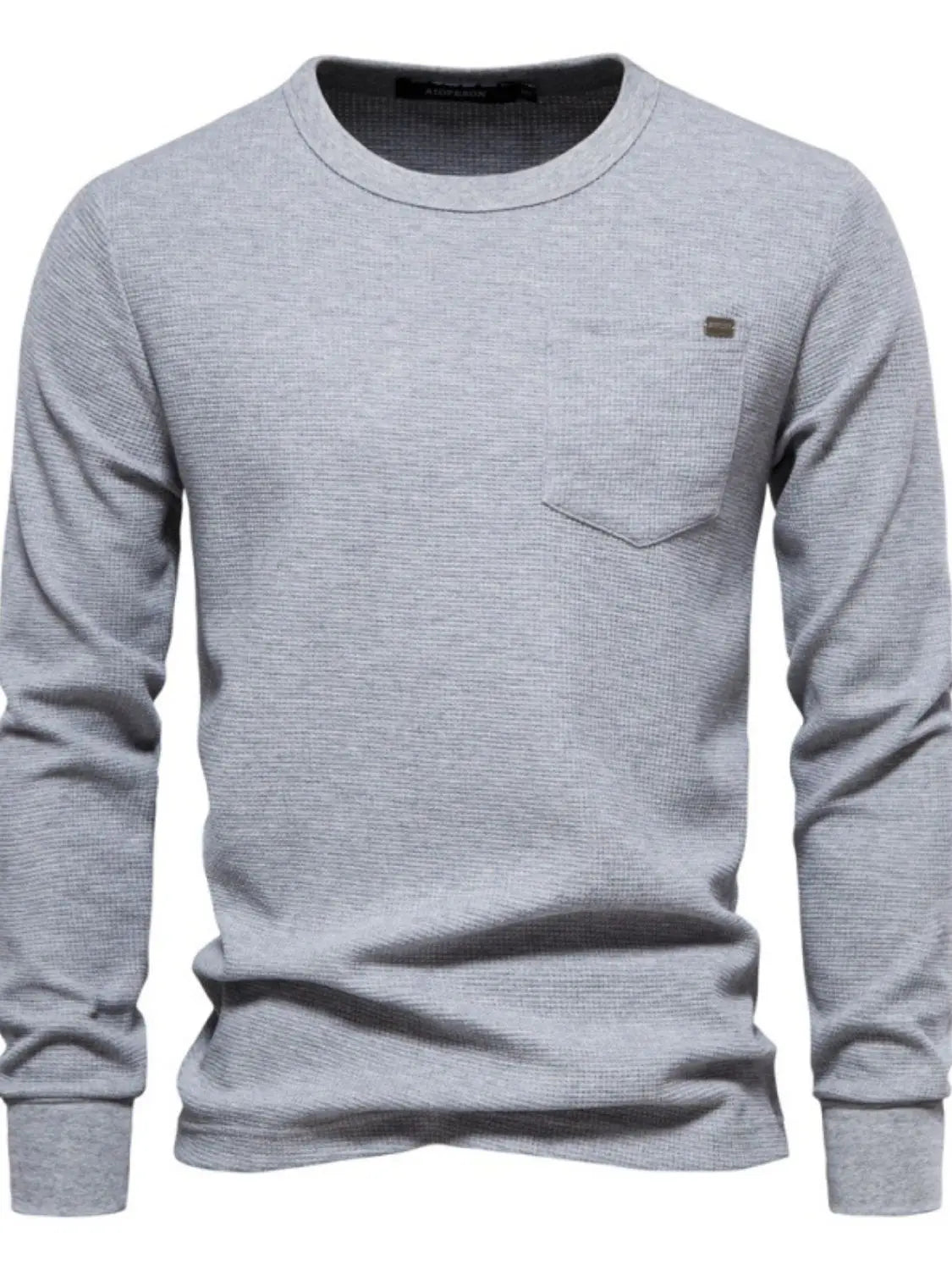 MENLL Navy Waffle Knit Shirt Men's Casual Round Neck Tee - Soft & Breathable by MENLL