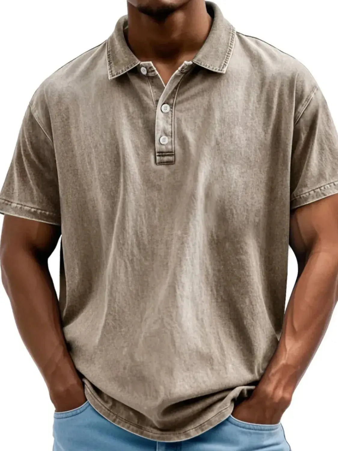 MENLL Plus Size Cotton Polo Men's Casual Short Sleeve Breathable Top by MENLL