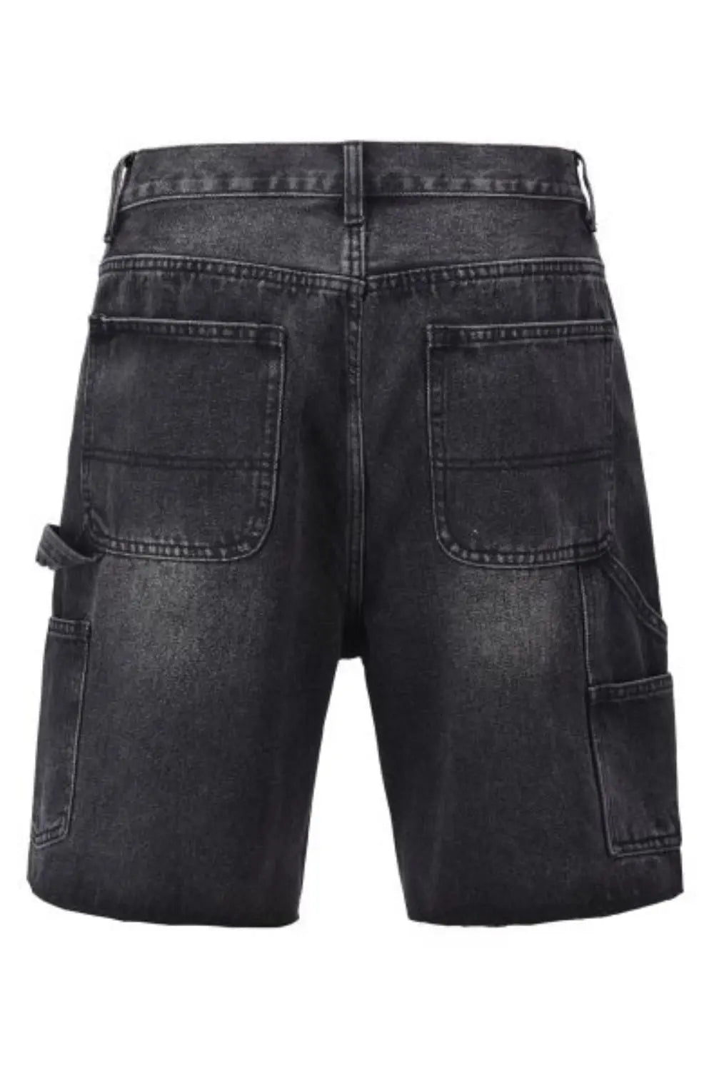 MENLL Washed Denim Cargo Shorts Men's Casual Summer Wear Trendy Two-Tone by MENLL