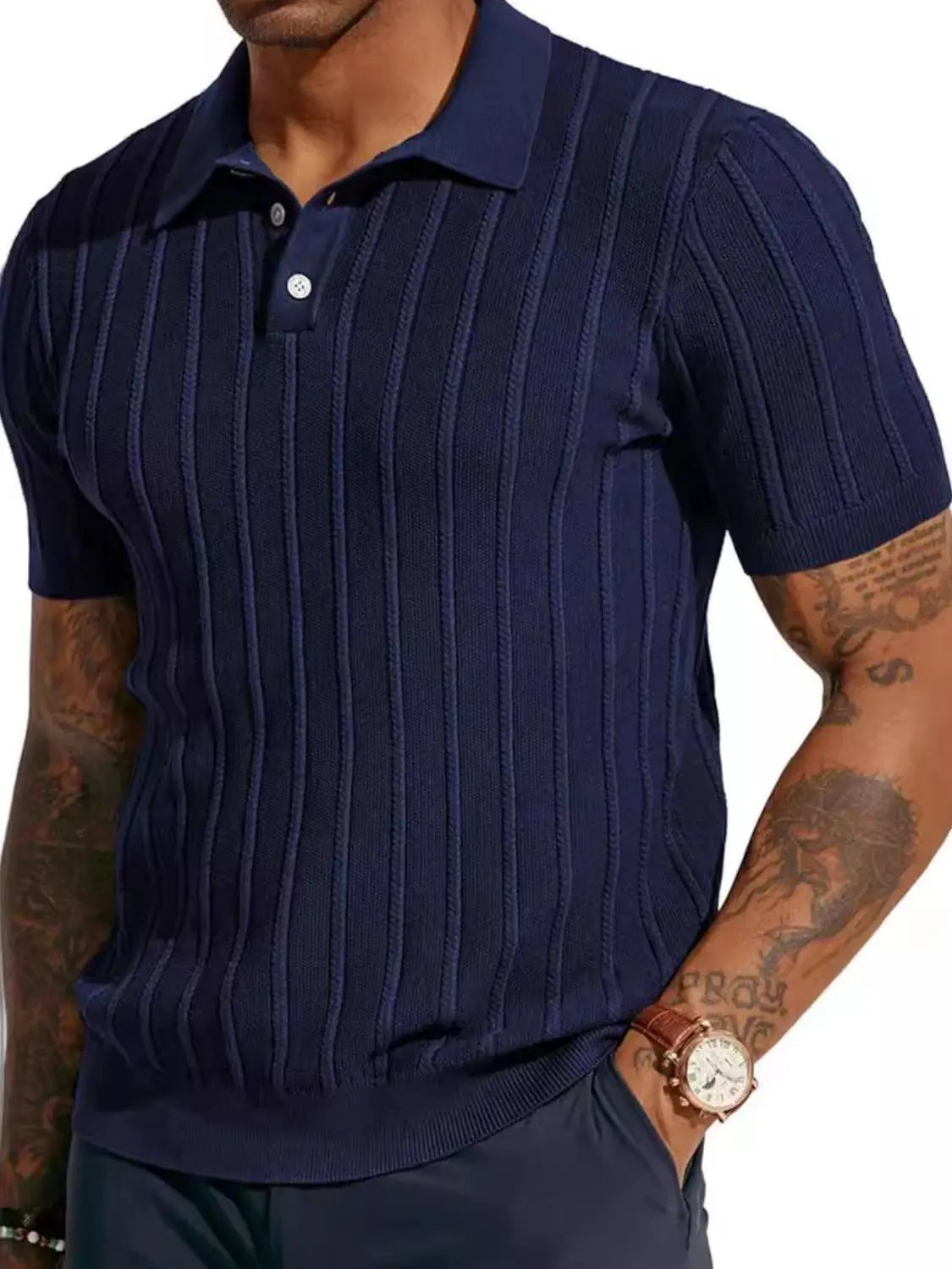 MENLL Plus Size Polo Shirt Men's Big & Tall Casual Short Sleeve Button Detail by MENLL