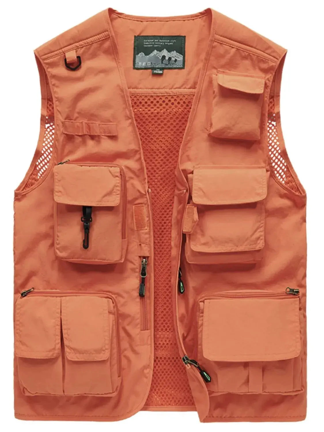 MENLL Zip Up Vest Men's Plus Size Black Mesh Pockets T-Shirts Lightweight by MENLL