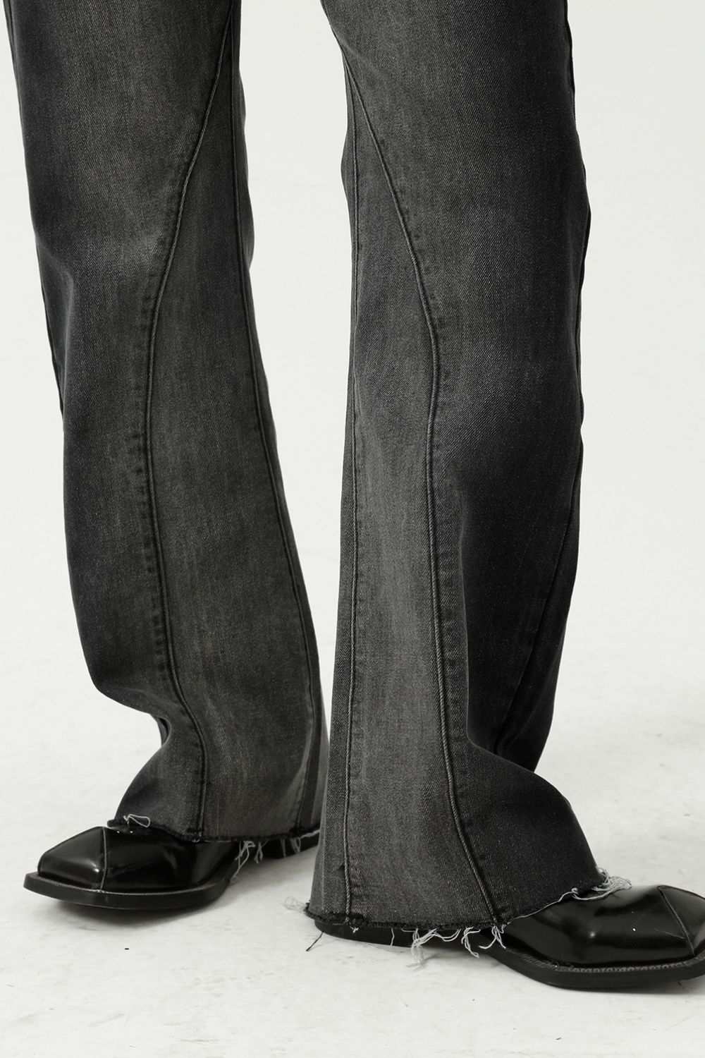 MENLL Dark Wash Jeans Men's Casual Denim Regular Fit Frayed Hem by MENLL