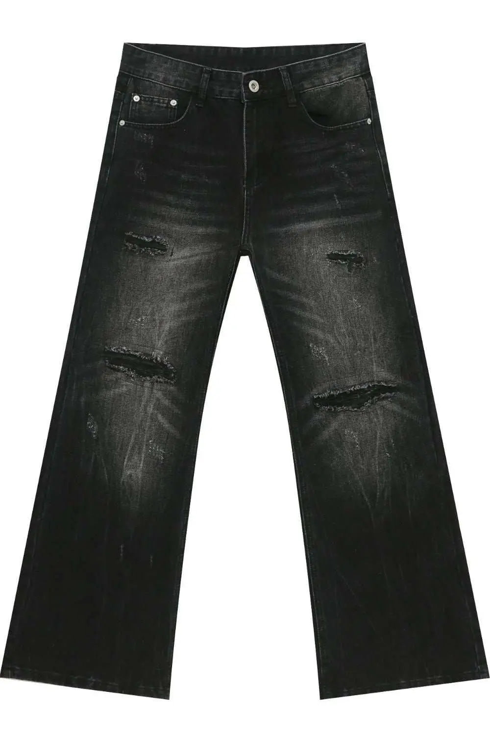 MENLL Distressed Black Wash Jeans Men's Casual Pants With Pockets by MENLL