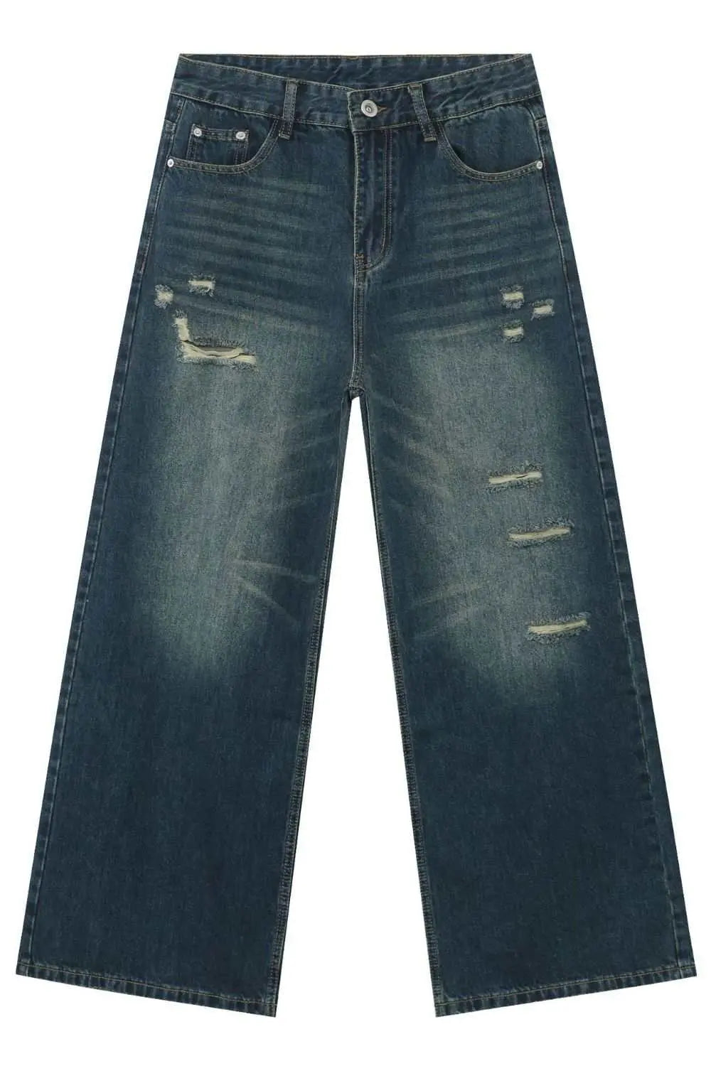 MENLL Distressed Wide Leg Jeans Men's Premium Denim Casual Pants by MENLL