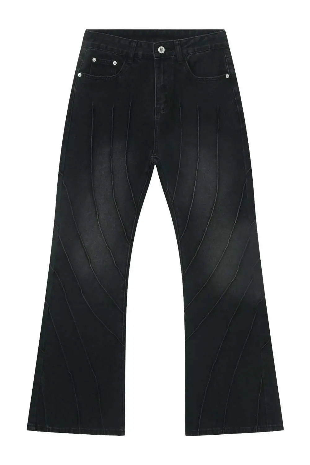 MENLL Black Denim Jeans Men's Everyday Straight Leg Exposed Seam Jeans by MENLL
