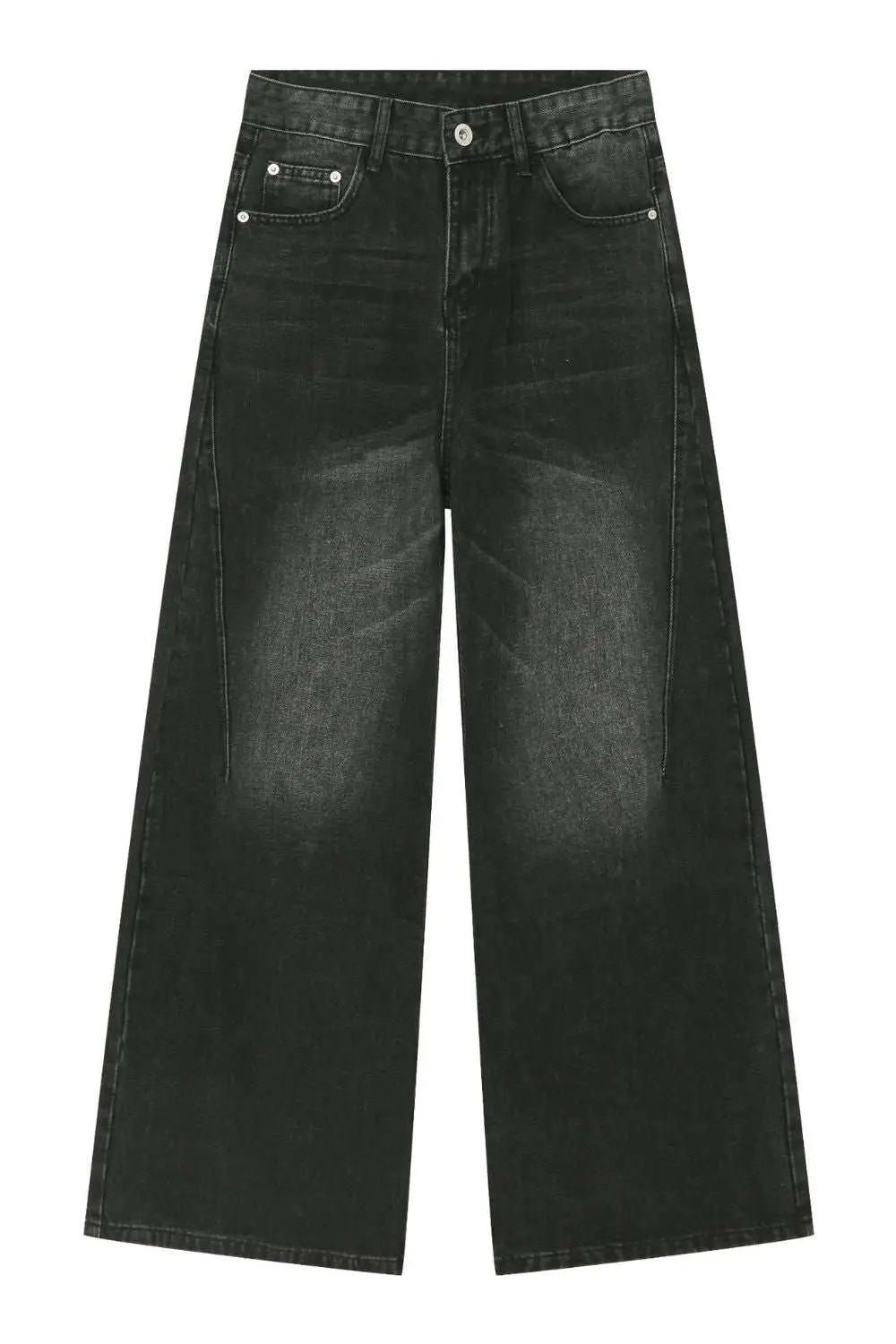MENLL Wide Leg Jeans Men's Black Denim Casual Pants Comfort Fit by MENLL