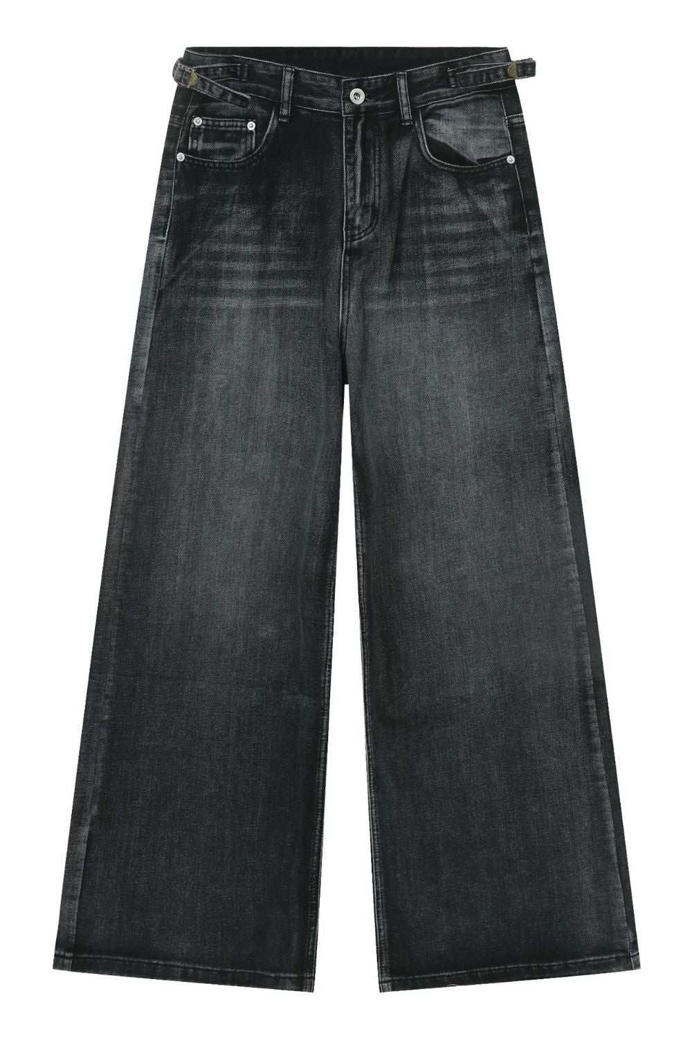 MENLL Wide Leg Jeans Men's Casual Dark Wash Pants With Pockets by MENLL