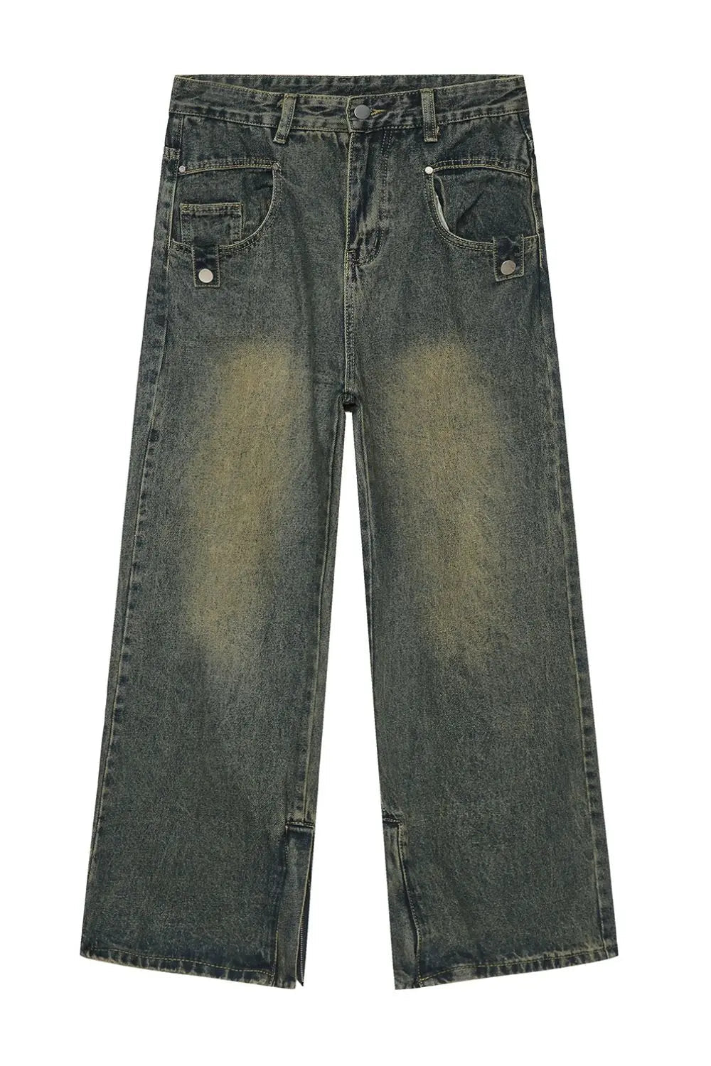 MENLL Side Slit Jeans Women's Casual Denim Pants With Pockets by MENLL