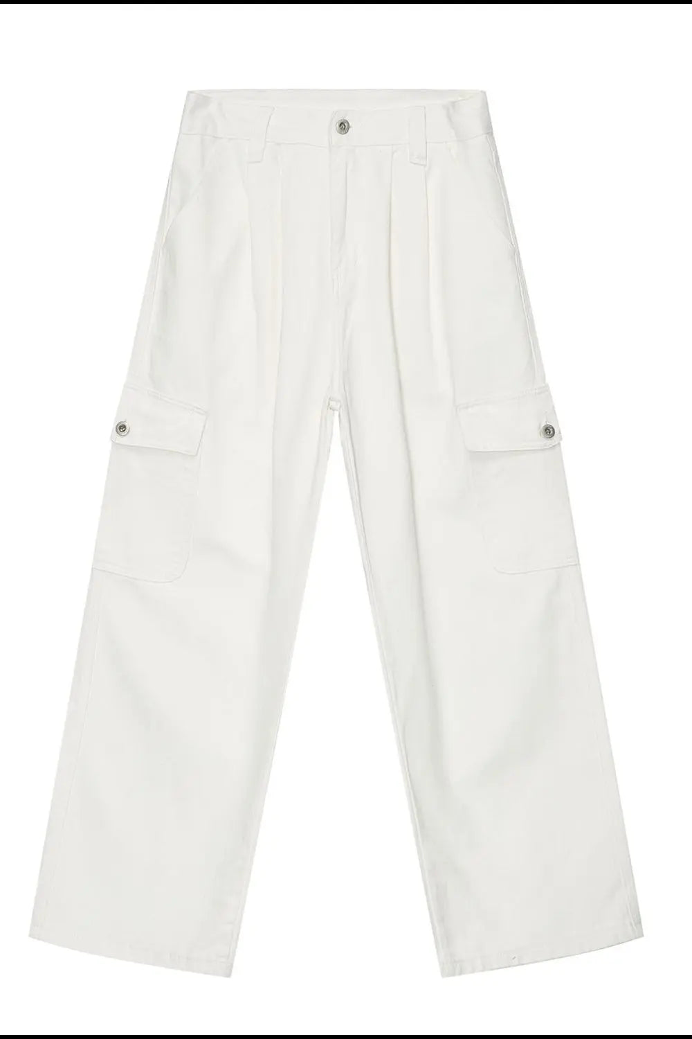 MENLL Black Cotton Blend Wide Leg Jeans Women's Casual Pants with Pockets by MENLL