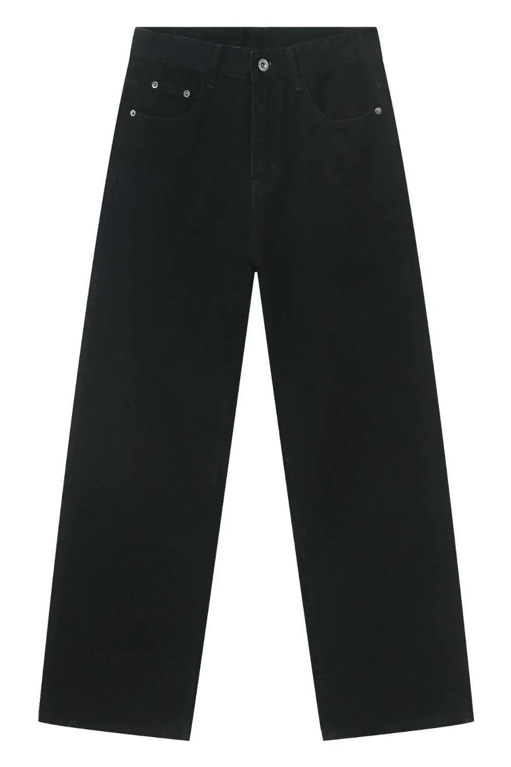 MENLL Black Denim Jeans Men's Mid Rise Casual Pants with Pockets by MENLL