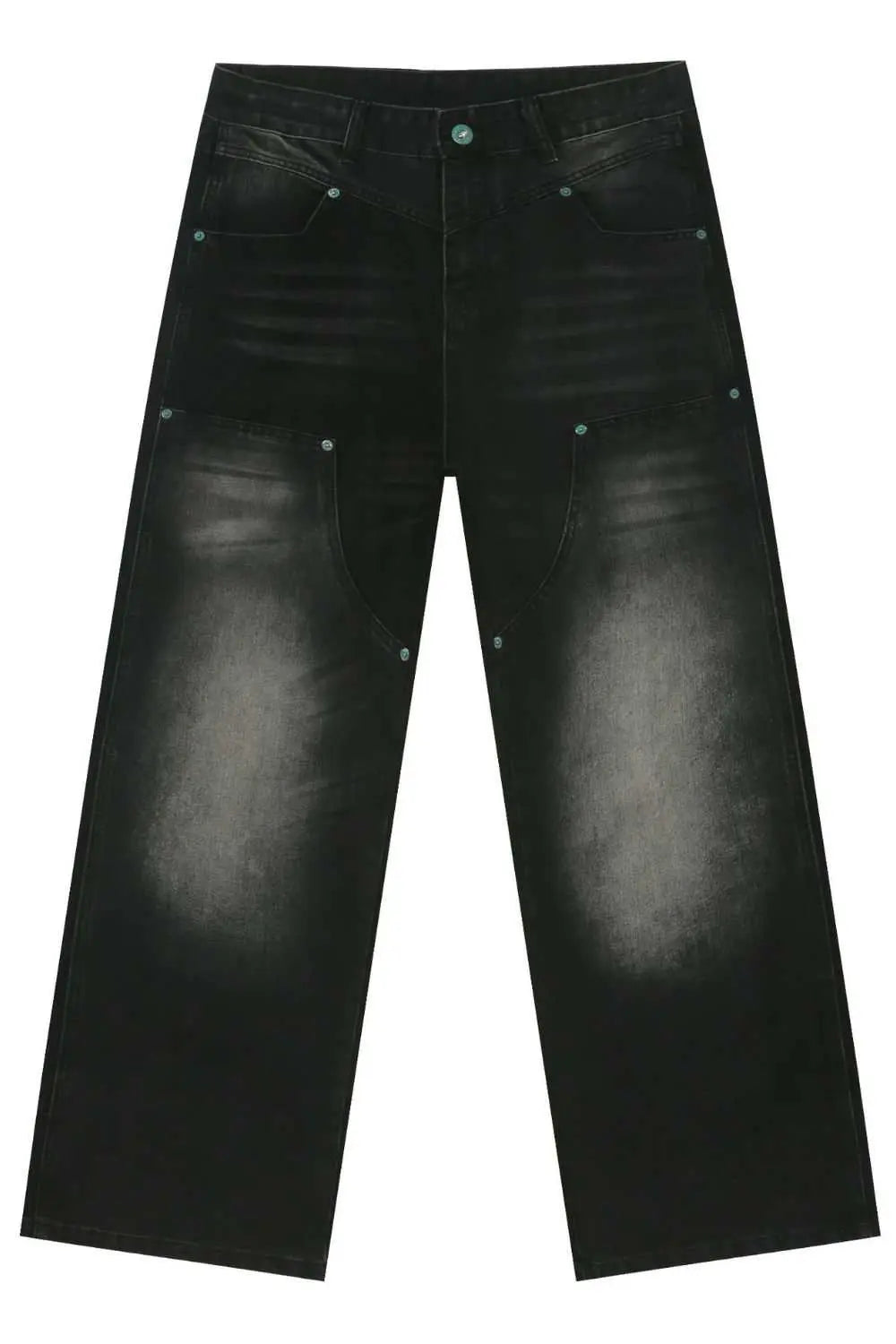 MENLL Wide Leg Jeans Black Wash Men's Denim Casual Pants Premium Fit by MENLL