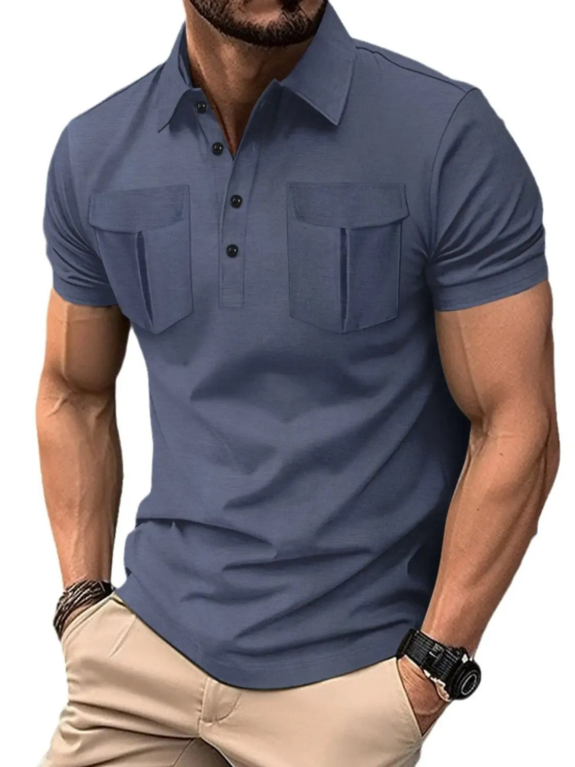 MENLL Plus Size Polo Shirt Men's Casual Collared Polyester Short Sleeve Top by MENLL