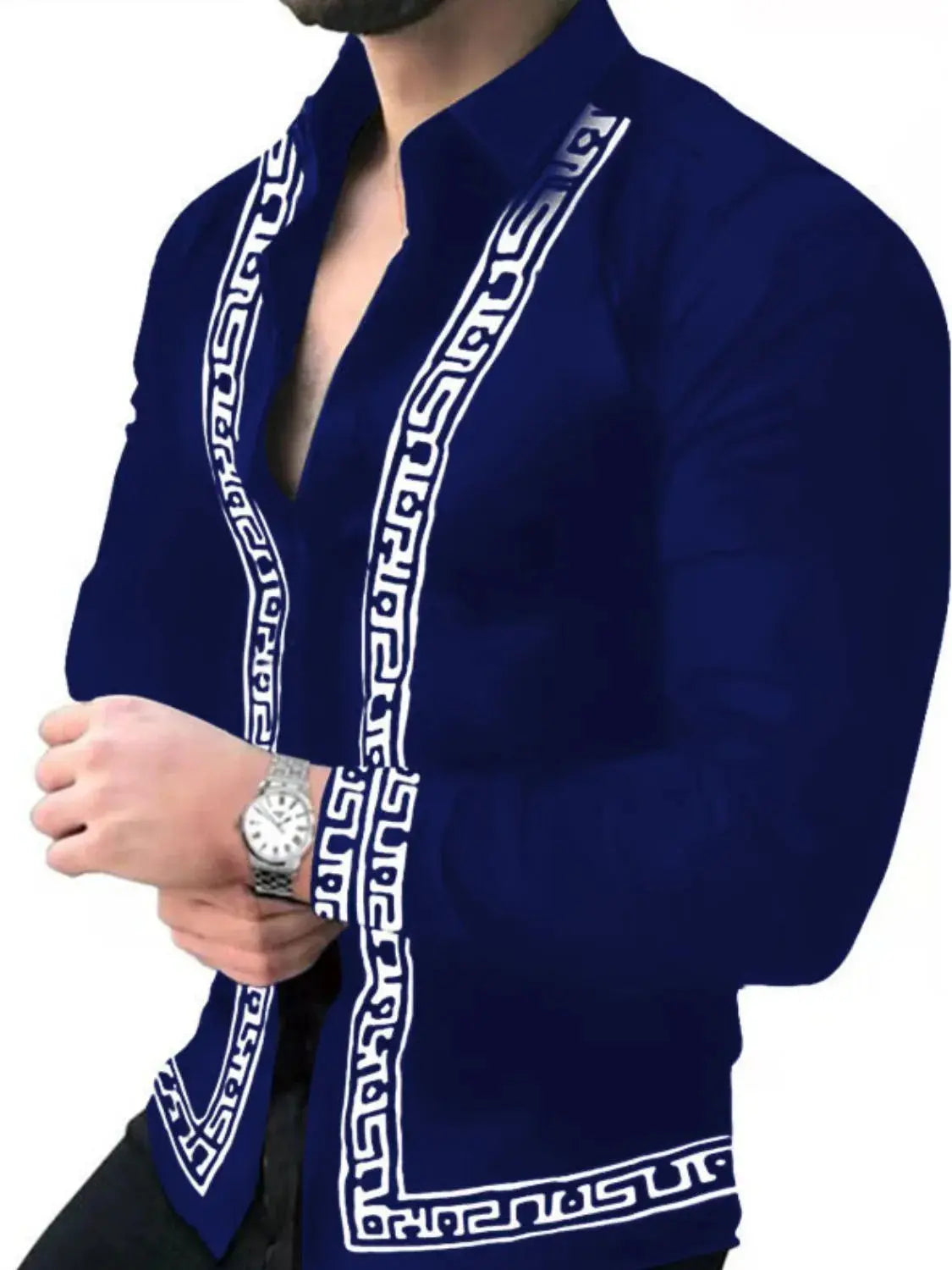 MENLL Stand Collar Shirt Men's Long Sleeve Casual Plus Size Top - Trendsi by MENLL