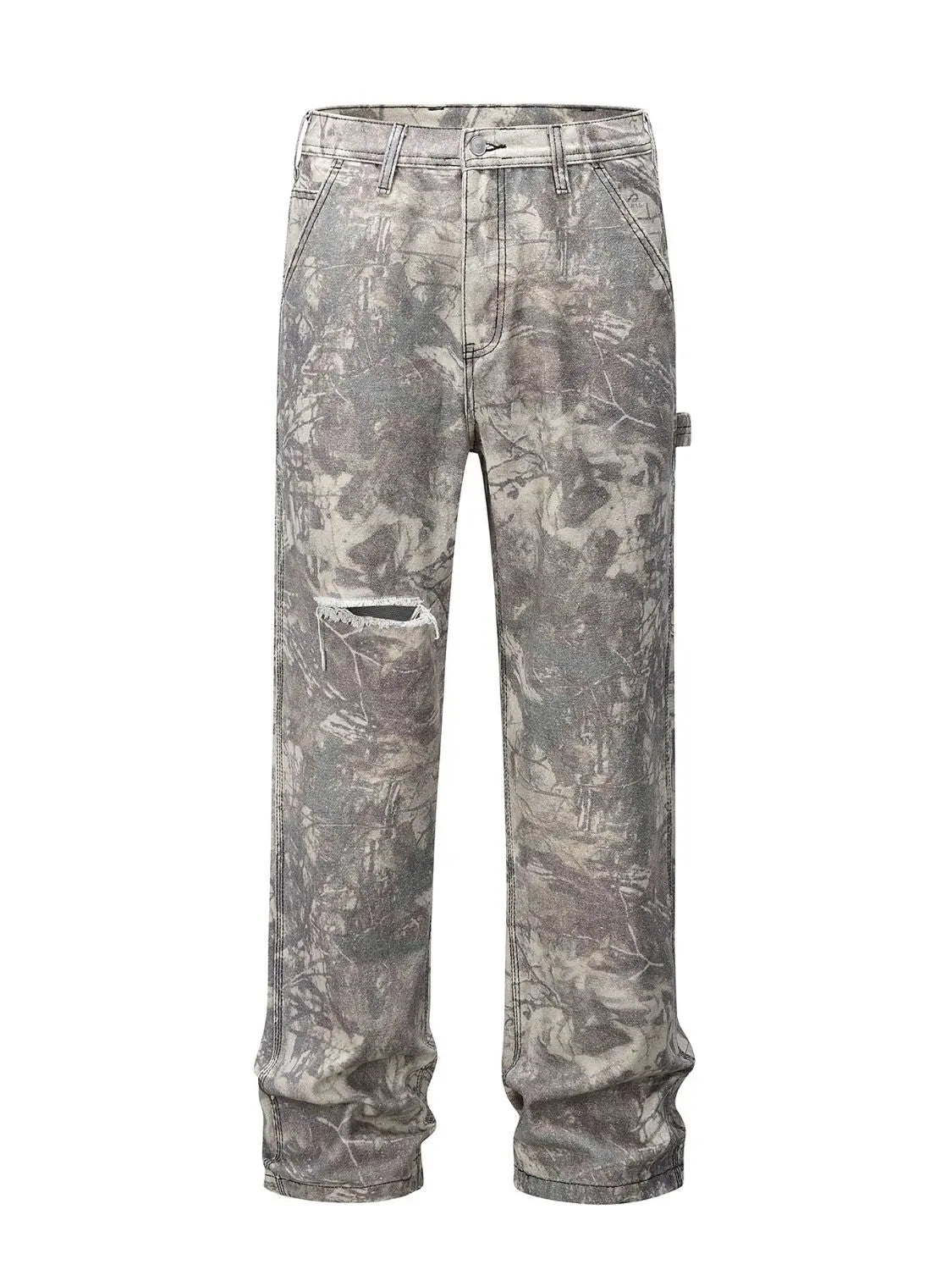 MENLL Twig Camo Jeans Men's Casual Cargo Pants Durable Denim by MENLL