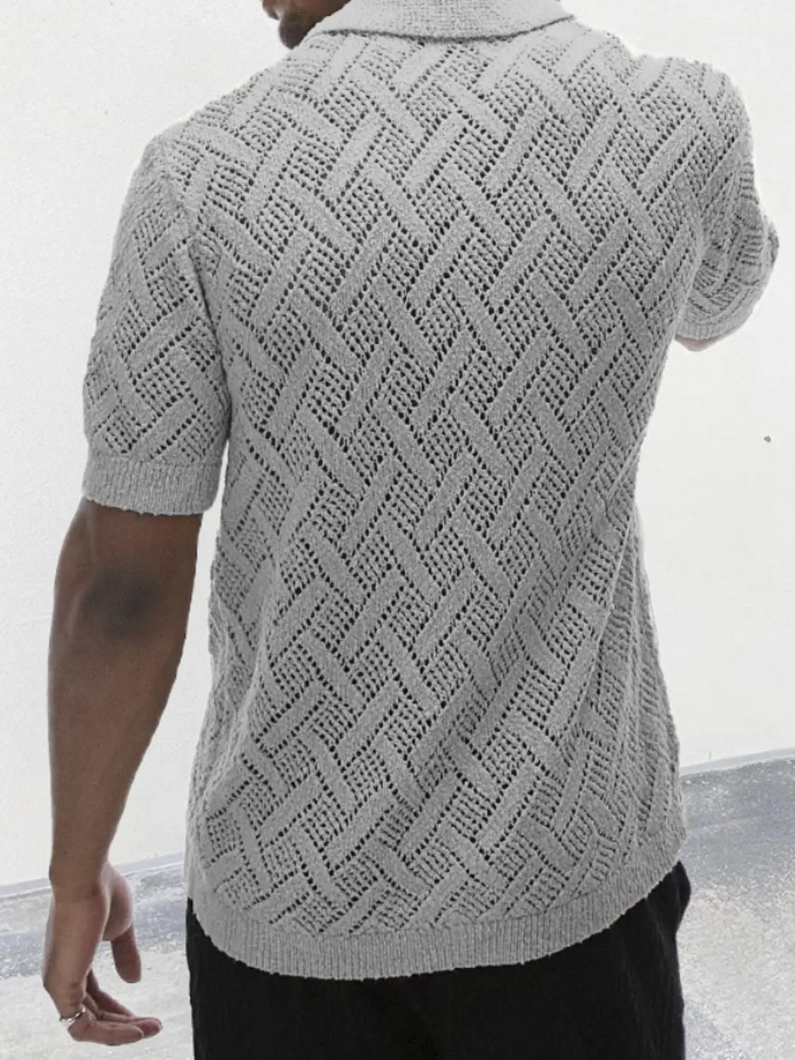 MENLL Gray Eyelet Shirt Men's Casual Button Down Knit Top - Breathable by MENLL