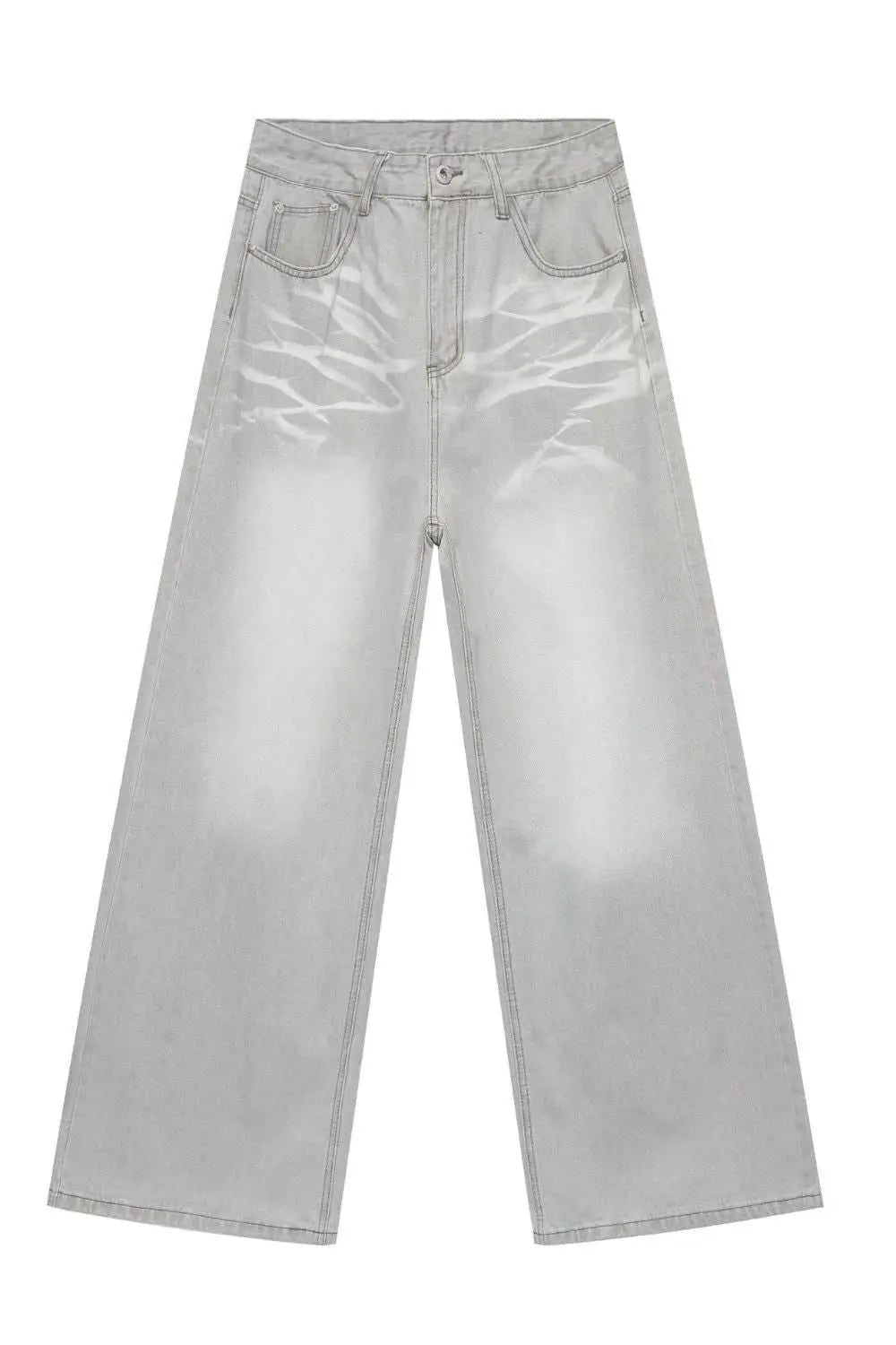 MENLL Light Gray Loose Fit Jeans Men's Casual Comfort Pants by MENLL