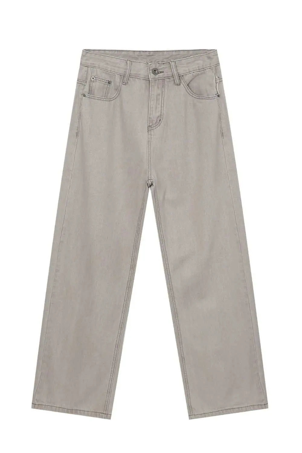 MENLL Light Grey Denim Men's Loose Fit Jeans Premium Casual Pants by MENLL