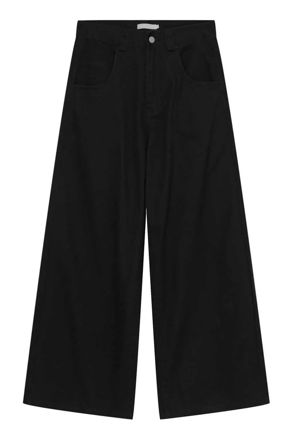 MENLL Brown Wide Leg Jeans Women's Cotton Blend Pants With Pockets Casual by MENLL