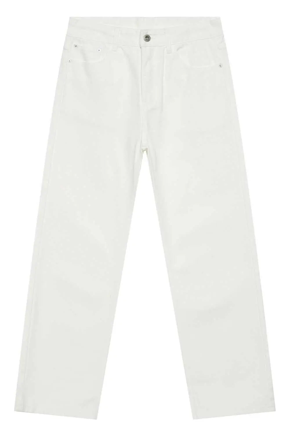 MENLL White Cotton Jeans Men's Casual Pants with Pockets Comfortable by MENLL