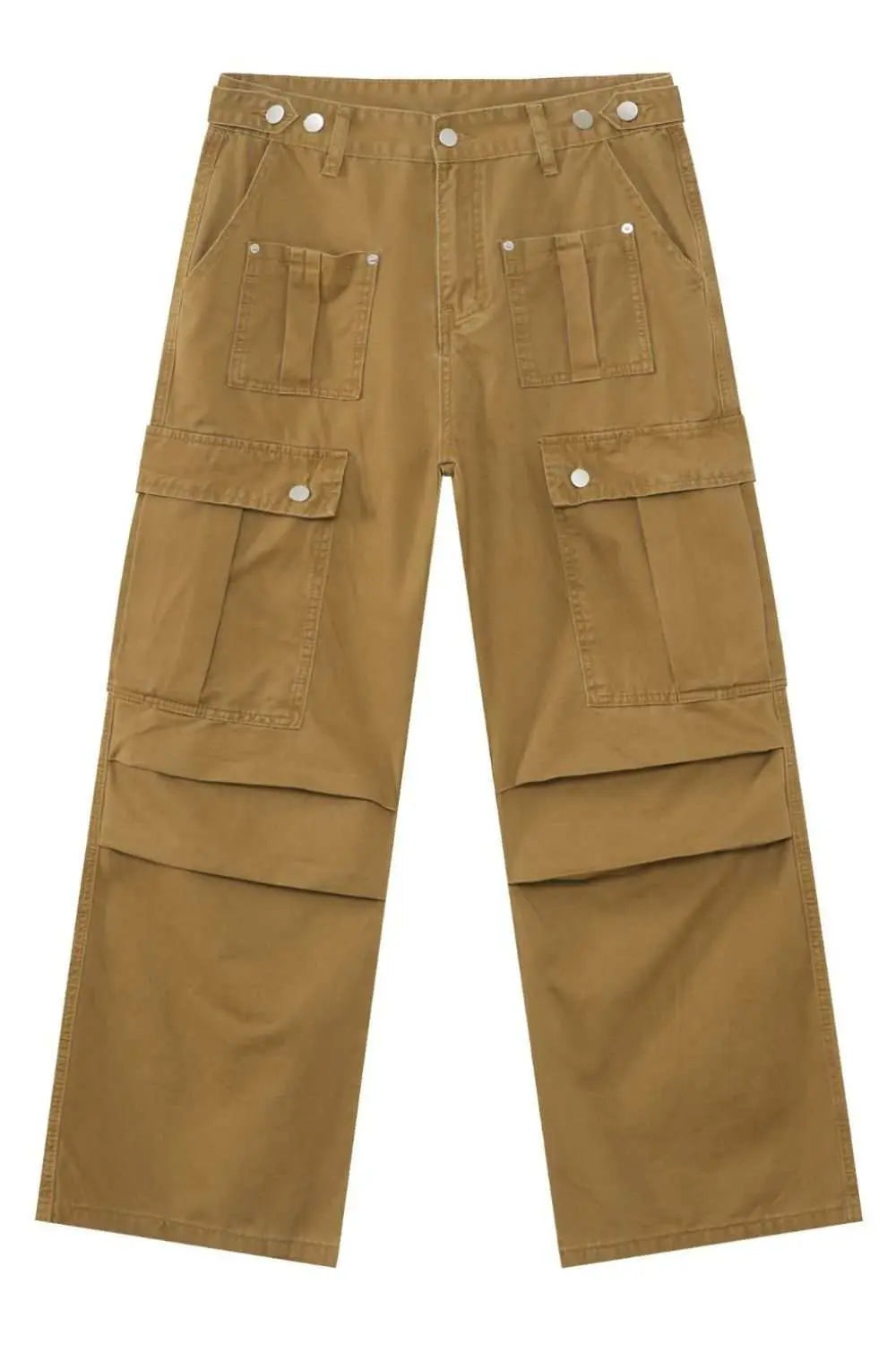 MENLL Mid Rise Tan Cargo Jeans Men's Casual Cotton Pants Comfortable Fit by MENLL