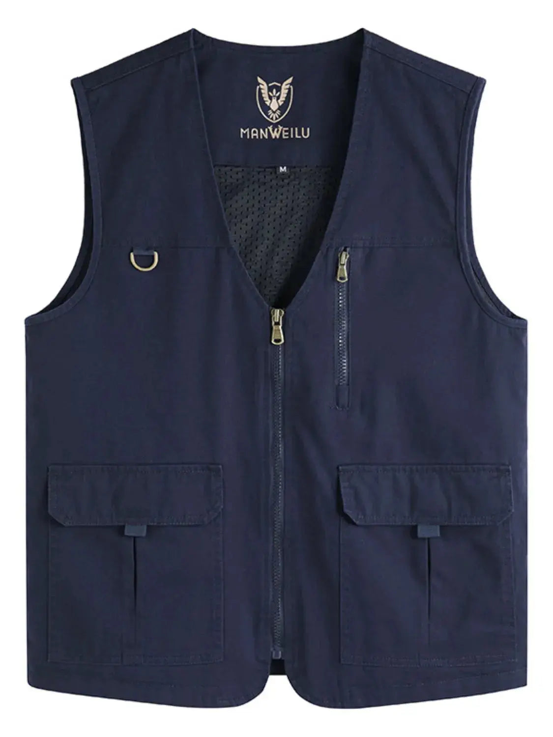 MENLL Plus Size Vest Men's Beige Tan Layering Casual Zip Up V-Neck by MENLL