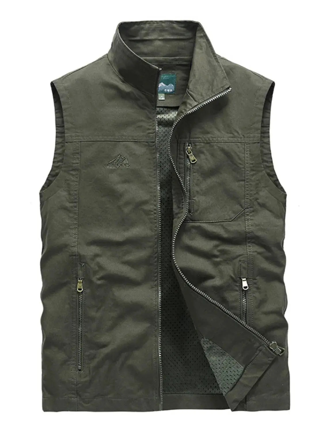 MENLL Tan Khaki Vest Men's Plus Size Casual Cotton Jacket Premium by MENLL