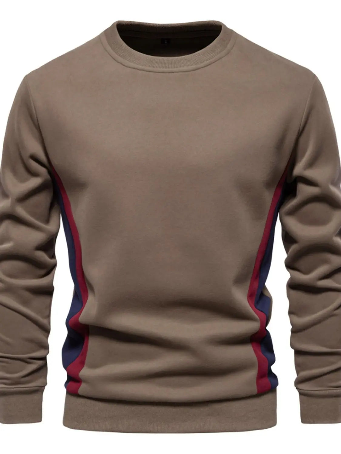 MENLL Side Stripe Sweatshirt Men's Casual Round Neck Sweater - Contrast Design by MENLL